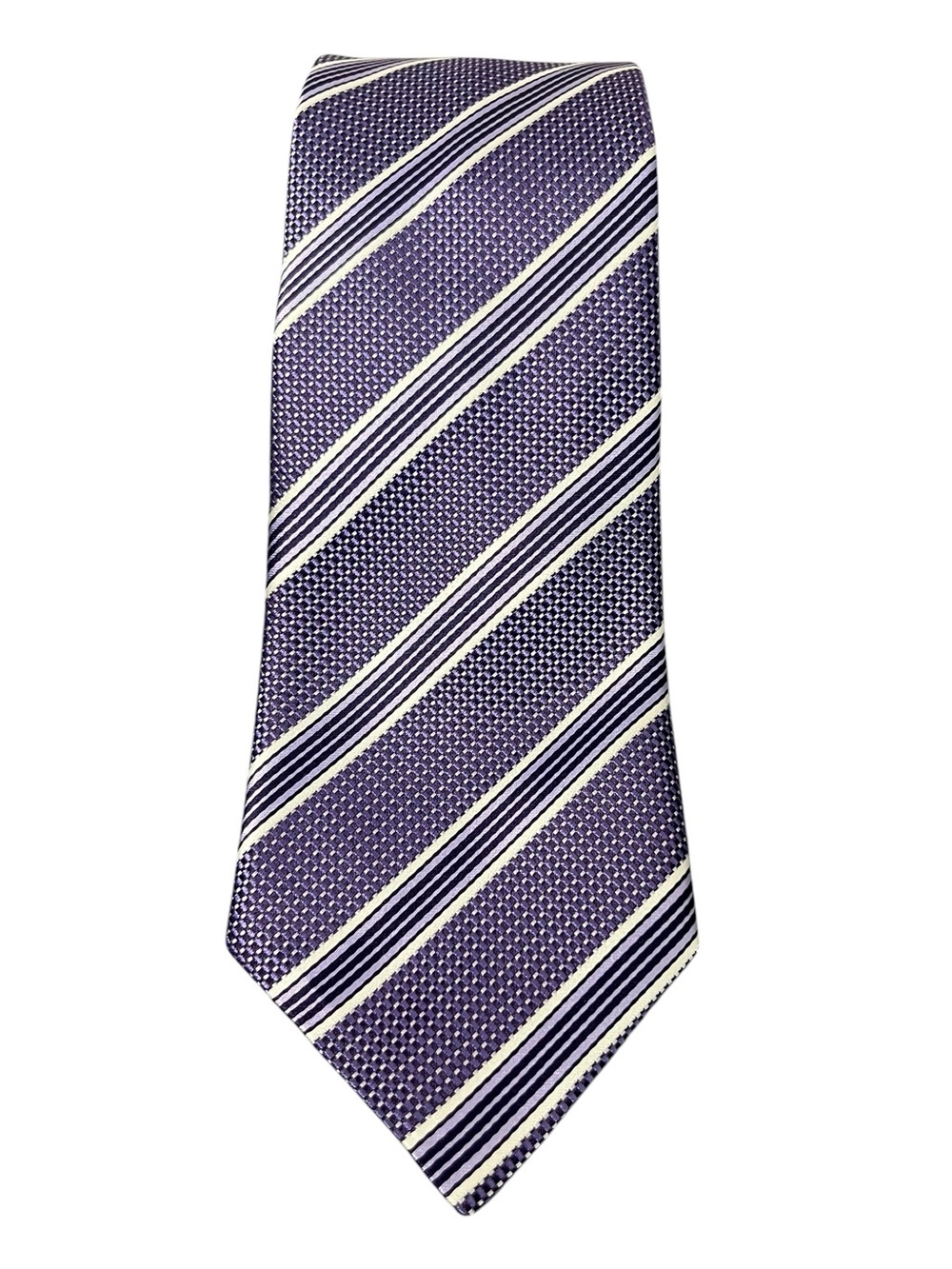 Armani Collezioni Silk Tie Purple White Made in Italy Designer Necktie